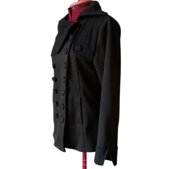 VOYOU - Jacket with a large falling collar double-breasted Black - Small - Picture 2 of 9